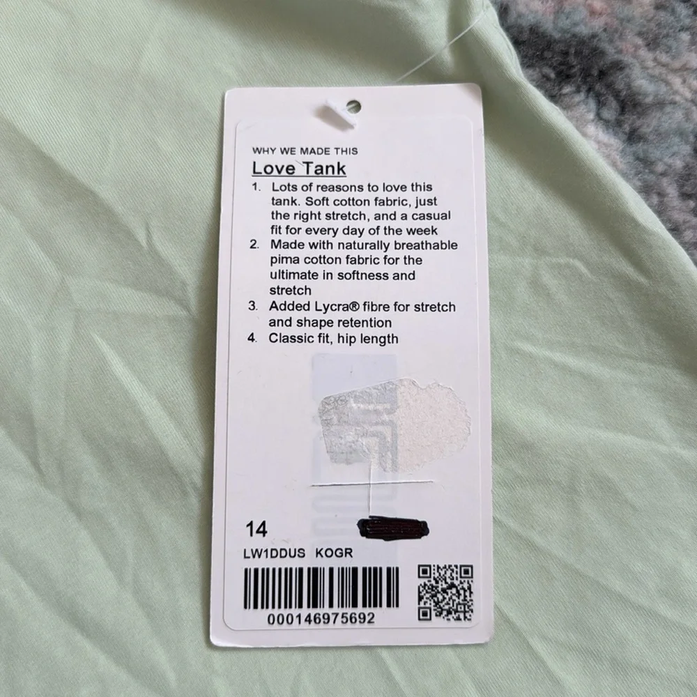 Lululemon Love Tank Top in Kohlrabi Green